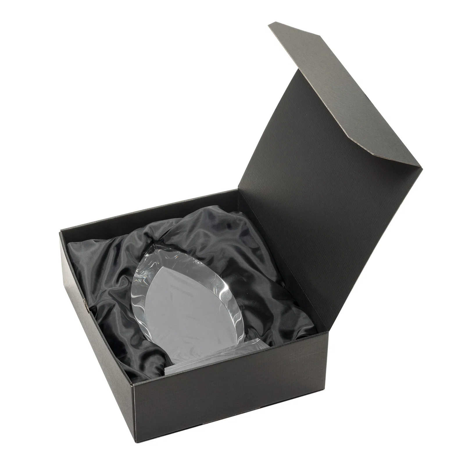 Custom Optical Crystal Arrowhead Award with Base-Line Etch on Tapered Base, awards for team milestone celebrations