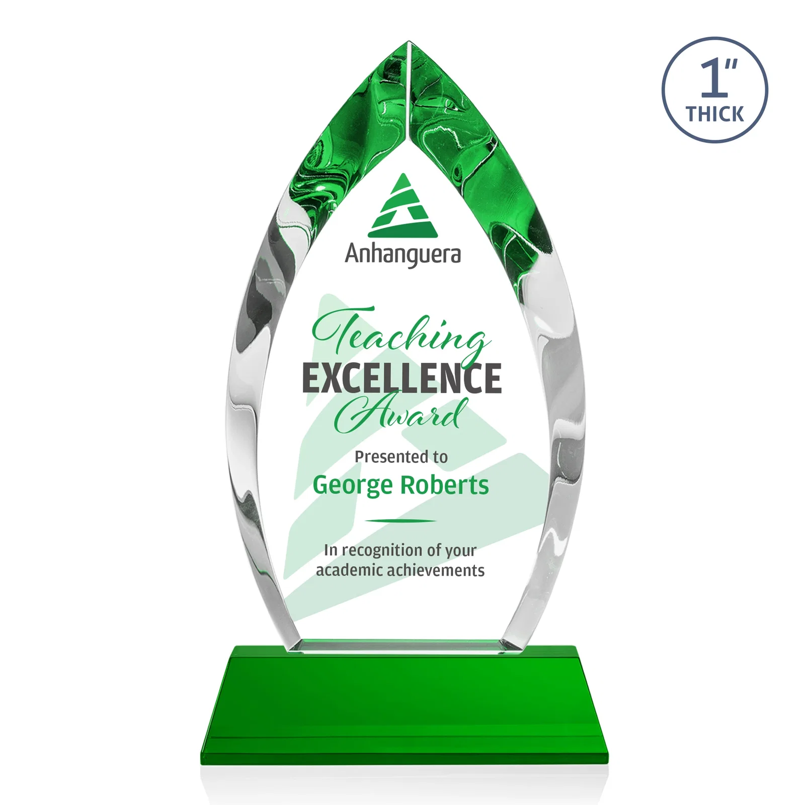 Custom printed Optical Crystal Arrowhead Award with Base-Line Etch on Tapered Base, awards for team milestone celebrations