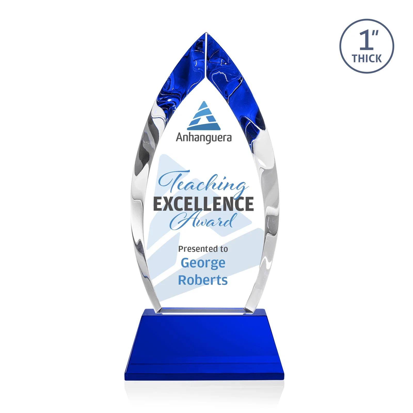 Customized Optical Crystal Arrowhead Award with Base-Line Etch on Tapered Base, awards for service anniversary gifts