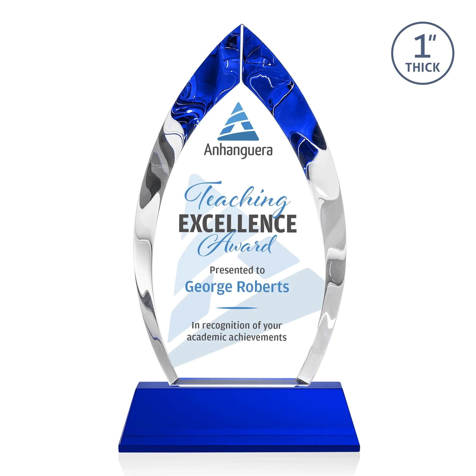 Customized Optical Crystal Arrowhead Award with Base-Line Etch on Tapered Base, awards for sales achievement awards