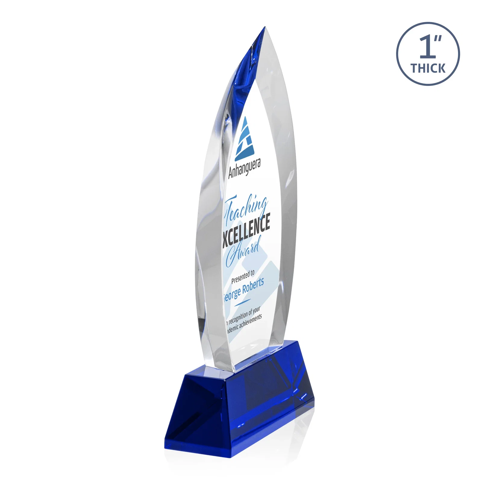 Customized Optical Crystal Arrowhead Award with Base-Line Etch on Tapered Base, awards for team milestone celebrations