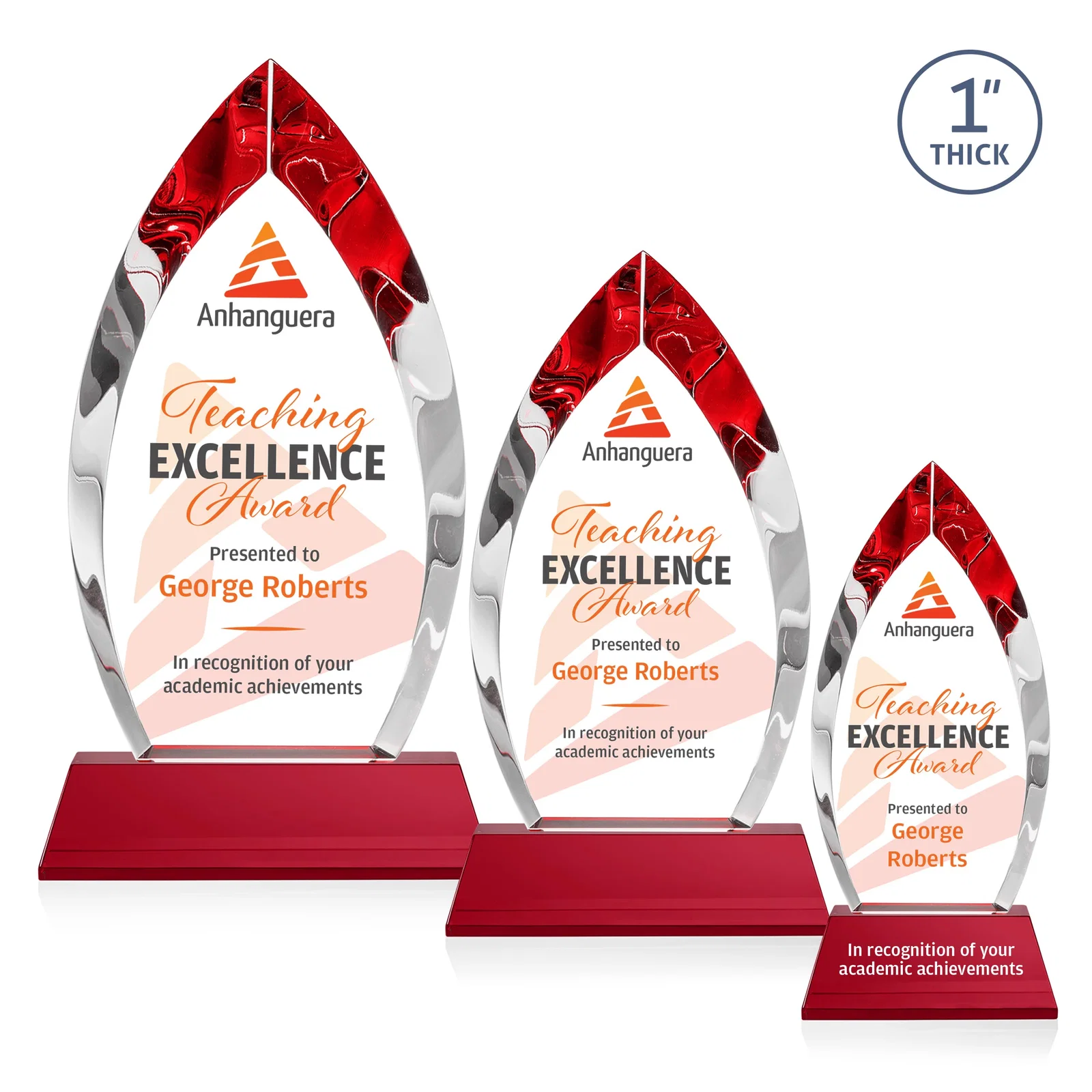 Customized Optical Crystal Arrowhead Award with Base-Line Etch on Tapered Base, awards for donor appreciation
