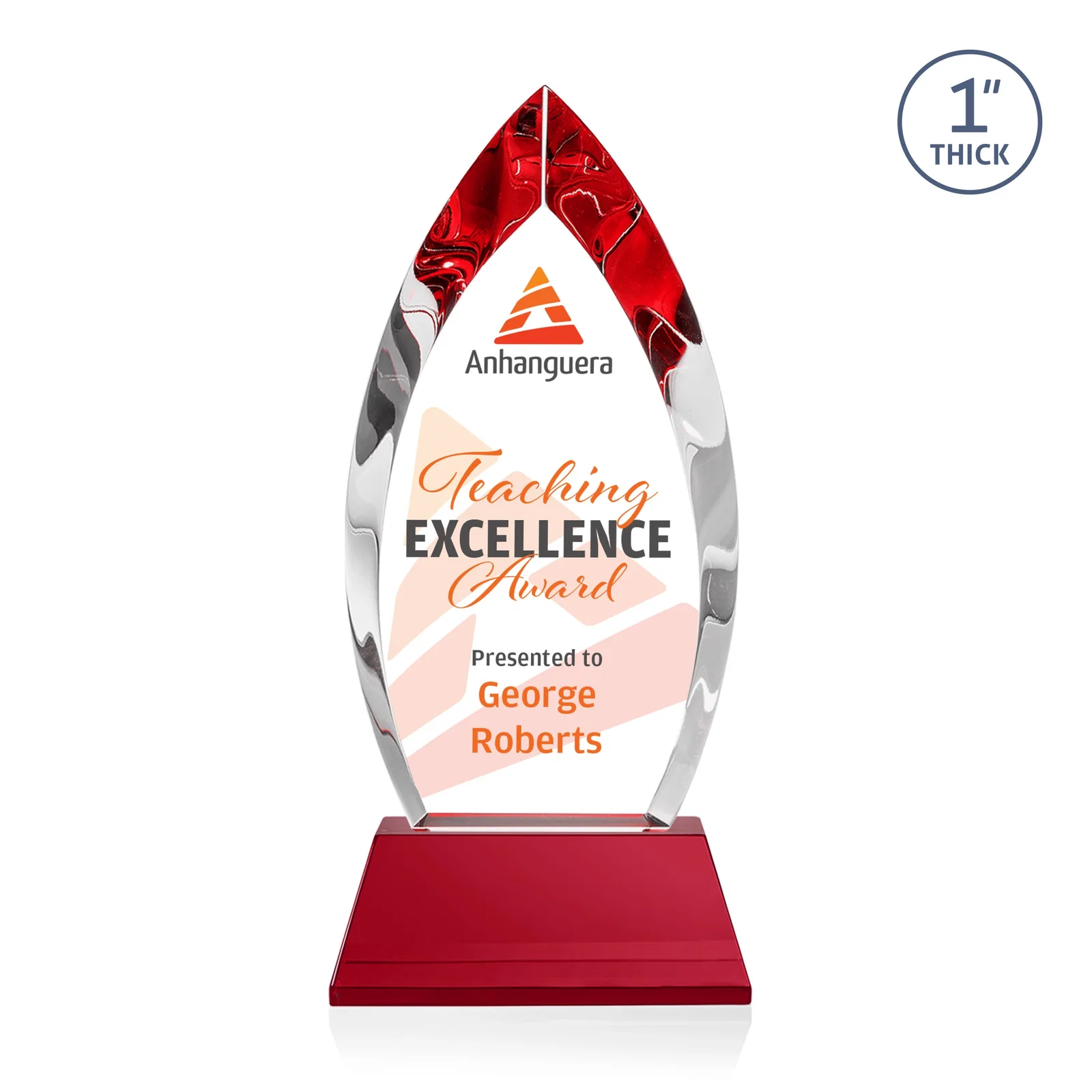 Customized Optical Crystal Arrowhead Award with Base-Line Etch on Tapered Base, awards for graduation ceremonies