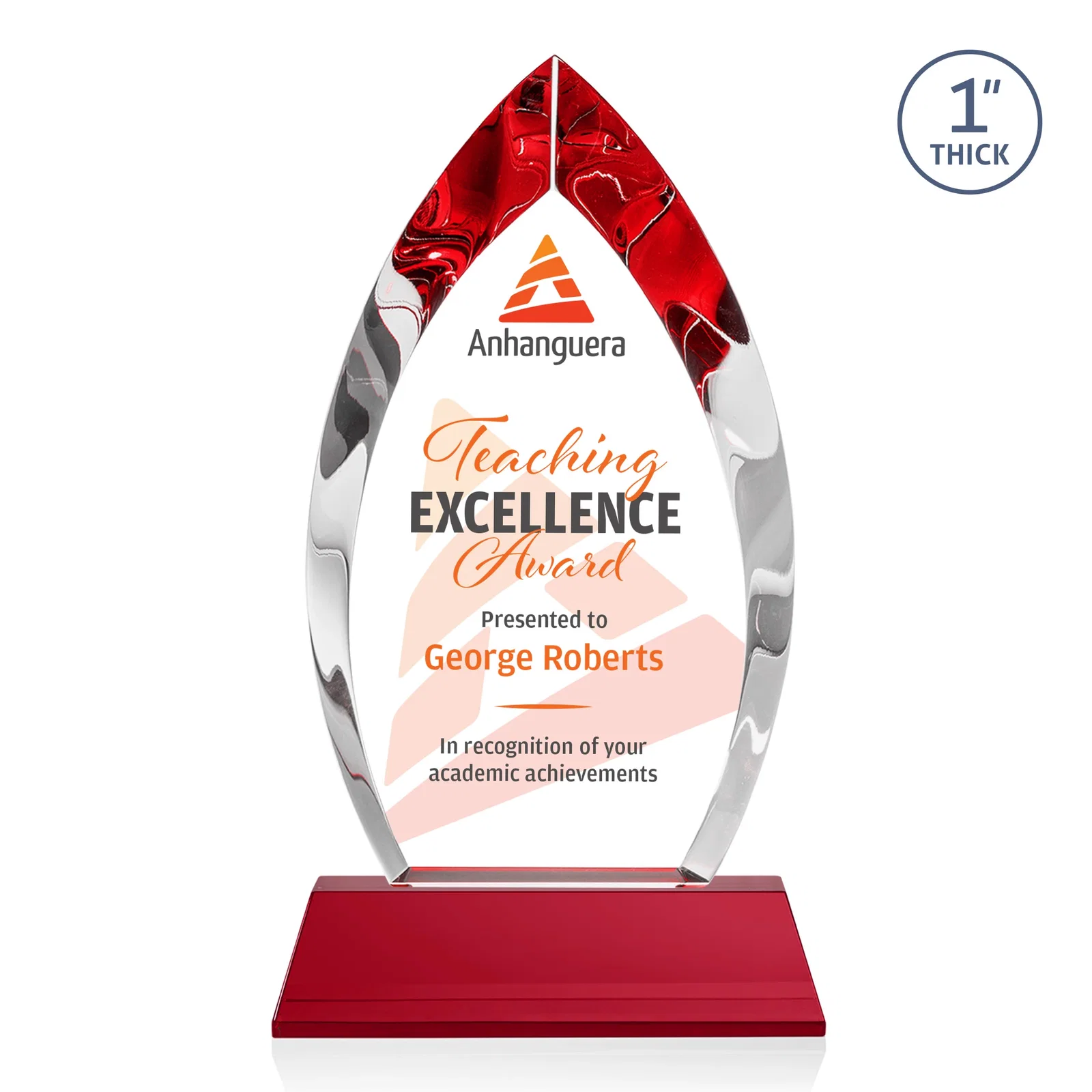 Customized Optical Crystal Arrowhead Award with Base-Line Etch on Tapered Base, awards for safety achievement programs