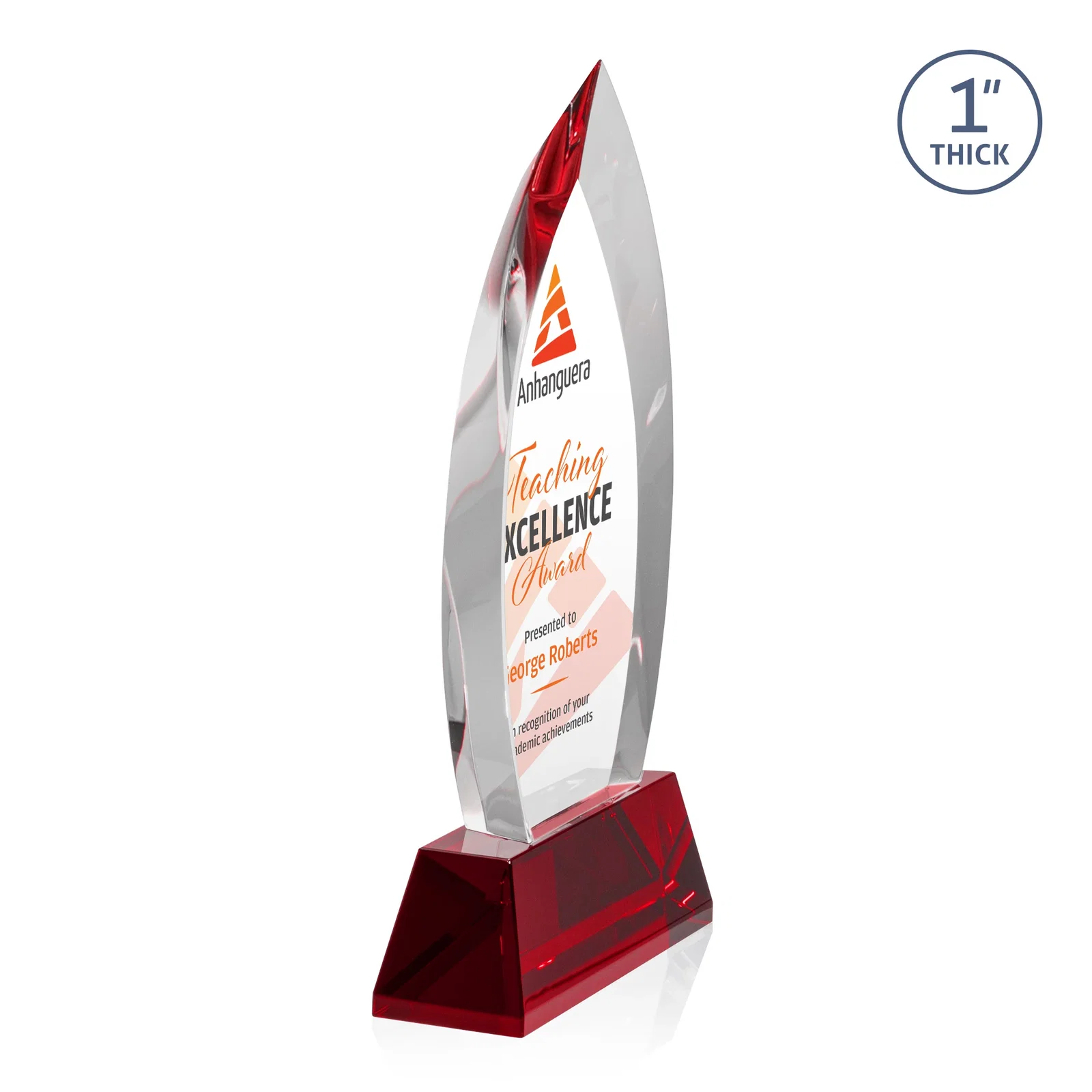 Customized Optical Crystal Arrowhead Award with Base-Line Etch on Tapered Base, awards for dealer and partner awards