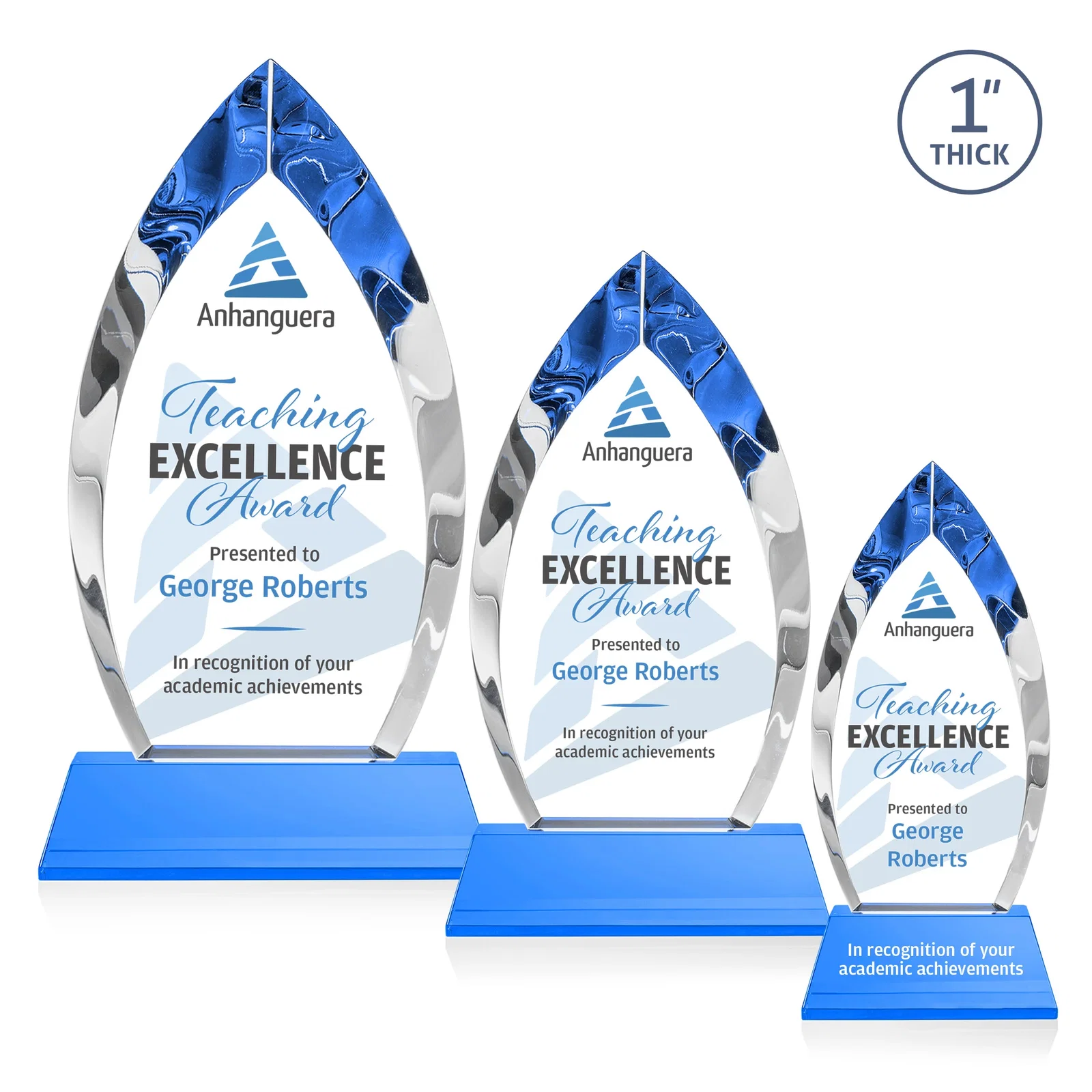 Customized Optical Crystal Arrowhead Award with Base-Line Etch on Tapered Base, awards for company anniversary events