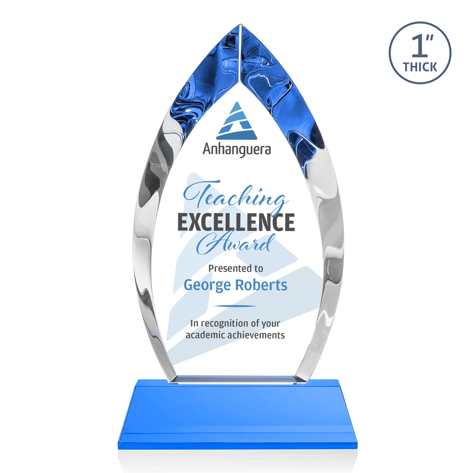 Custom engraved Optical Crystal Arrowhead Award with Base-Line Etch on Tapered Base, awards for corporate award ceremonies