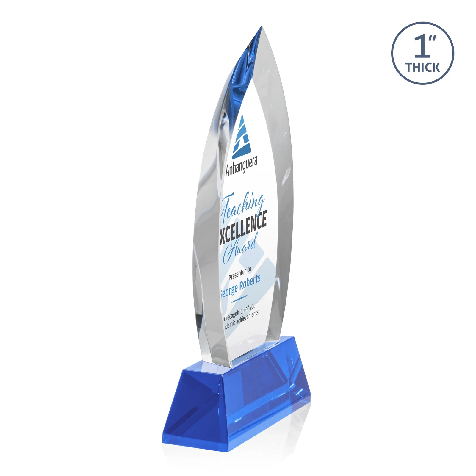 Custom engraved Optical Crystal Arrowhead Award with Base-Line Etch on Tapered Base, awards for sales achievement awards