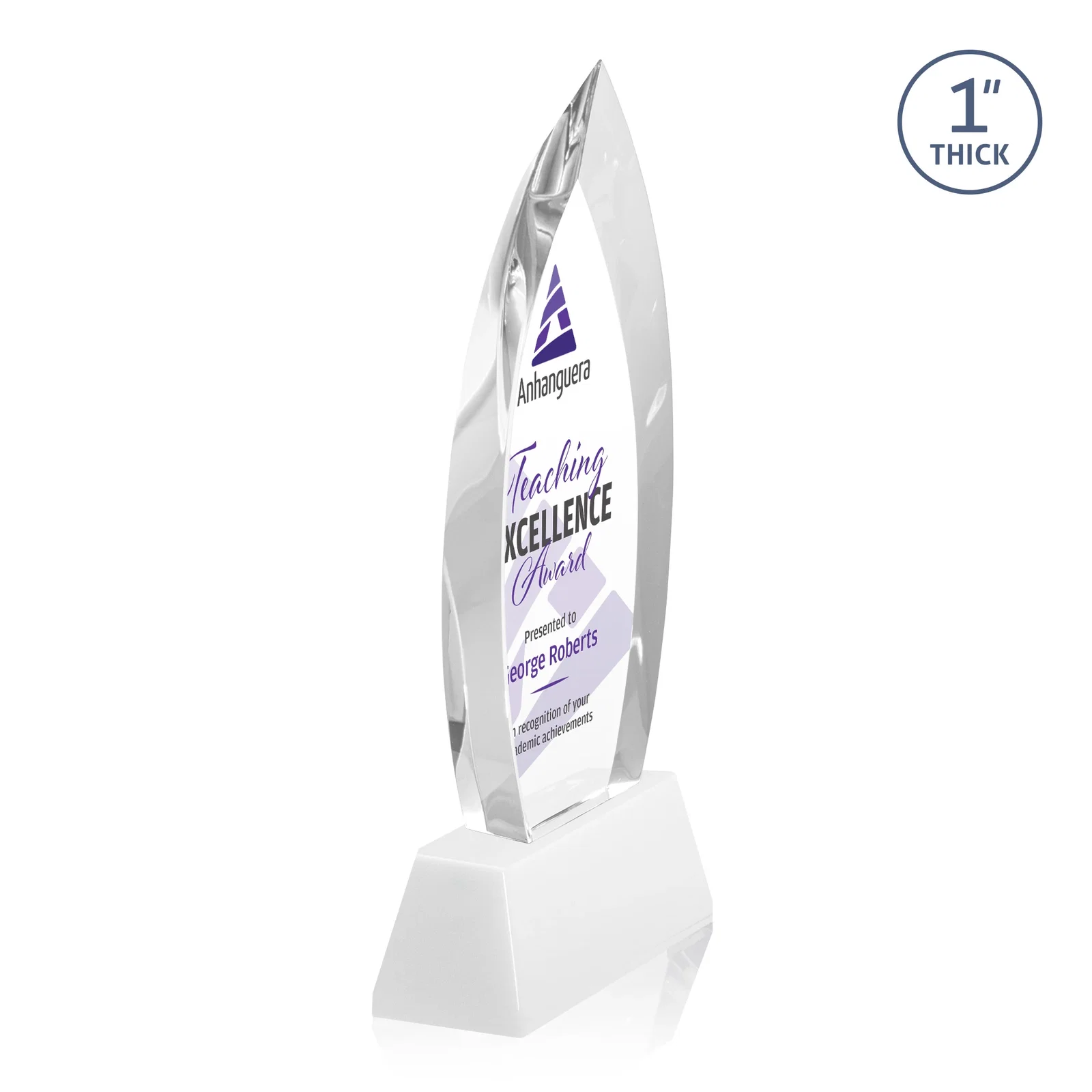 Custom engraved Optical Crystal Arrowhead Award with Base-Line Etch on Tapered Base, awards for safety achievement programs