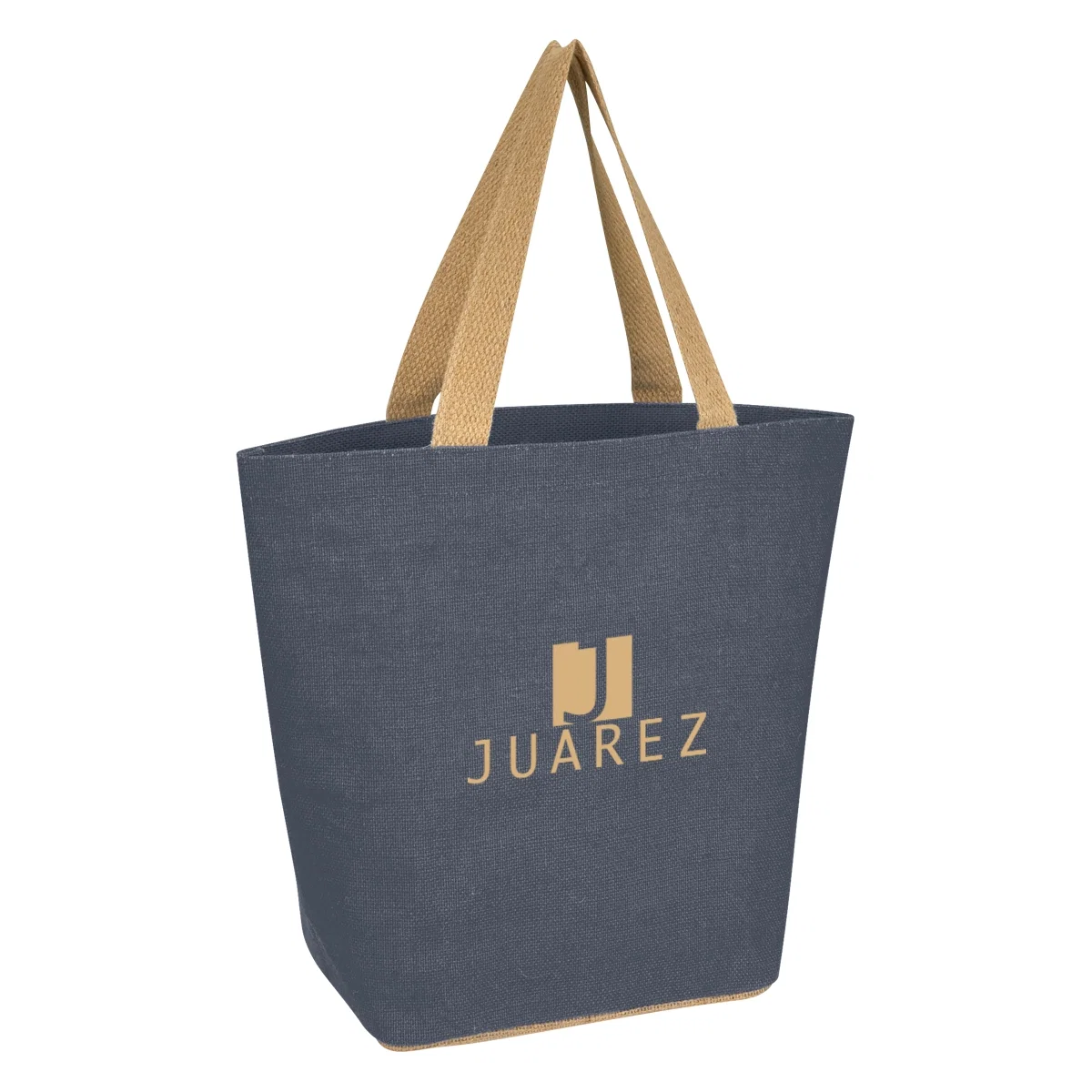 Natural jute tote bag with woven carry handles