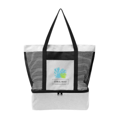 Gray tote shown from the front with cooler closed