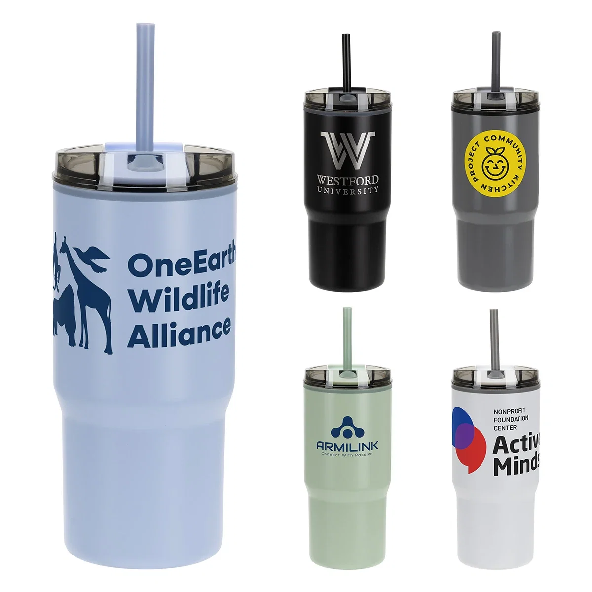 Custom Marli 20 oz 2-in-1 Eco-Friendly Tumbler, front view of the branded tumbler
