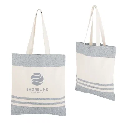 Recycled cotton tote bag shown flat from the front