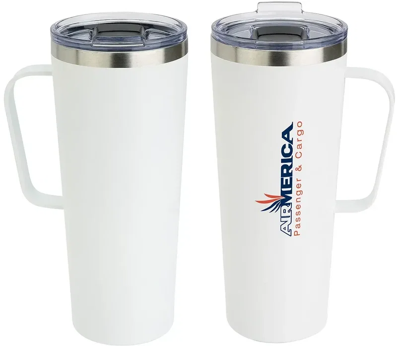 Branded Maroni 28 oz copper-lined mug, side profile