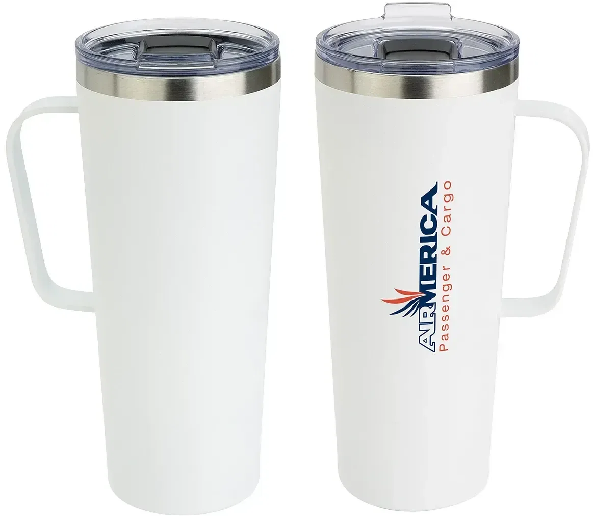 Branded Maroni 28 oz copper-lined mug, side profile