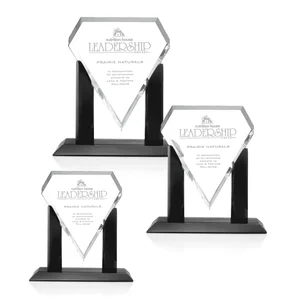 Starfire Crystal Gemstone Award on Black Piano-Finish Base