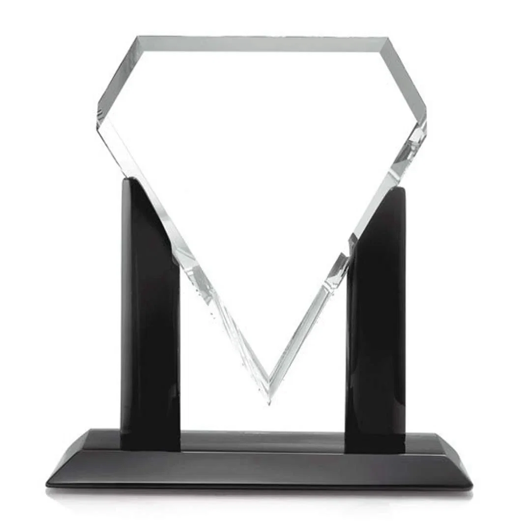 Custom Starfire Crystal Gemstone Award on Black Piano-Finish Base, awards for service anniversary gifts