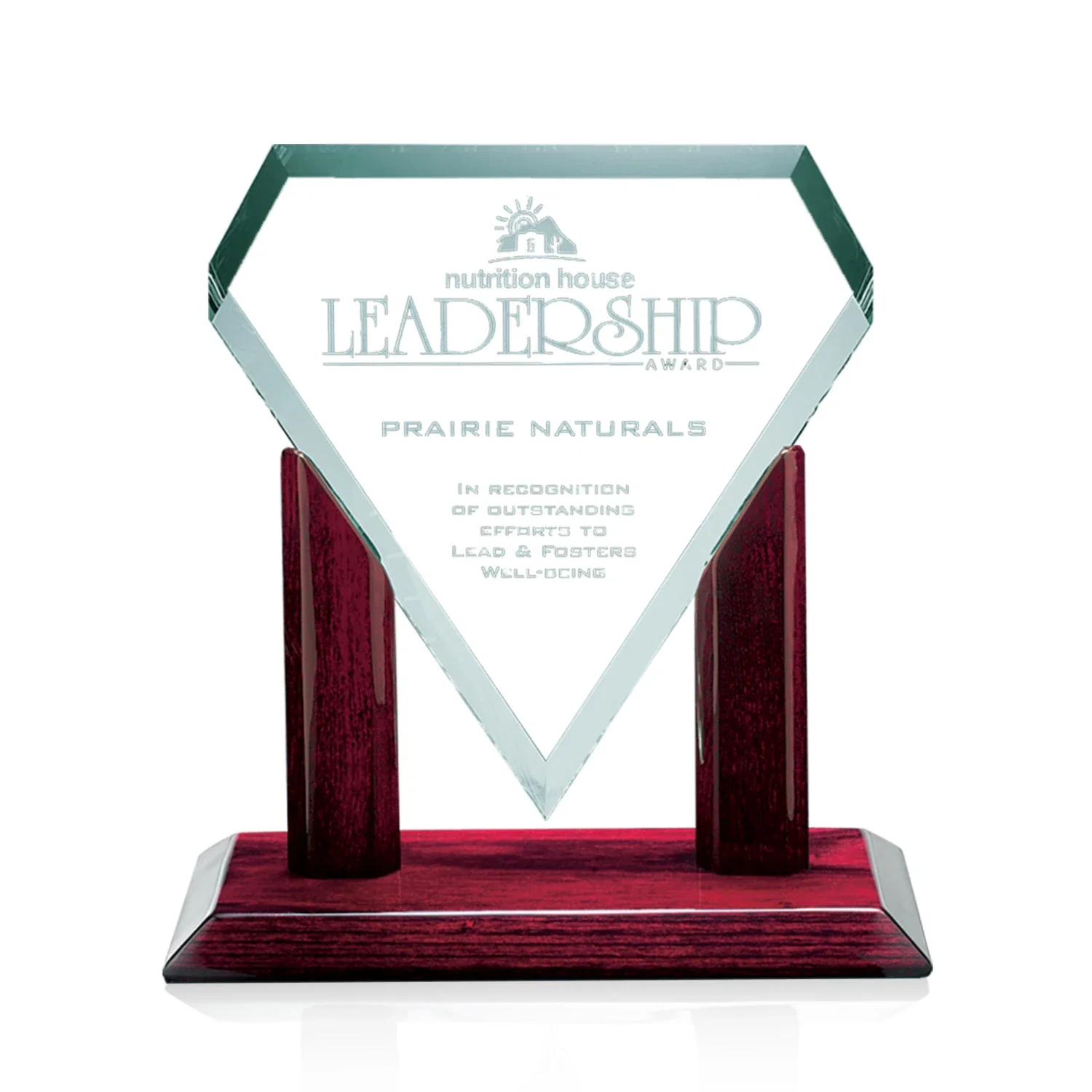 Custom Jade Glass Gemstone Award With Uncolored, Light-Catching Facets for corporate award ceremonies