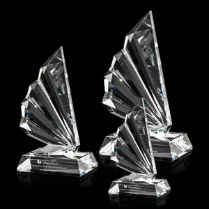 Optical Crystal Wing Award With a Multi-Part Faceted Assembly