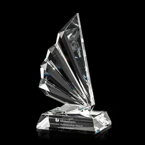 Optical Crystal Wing Award With a Multi-Part Faceted Assembly