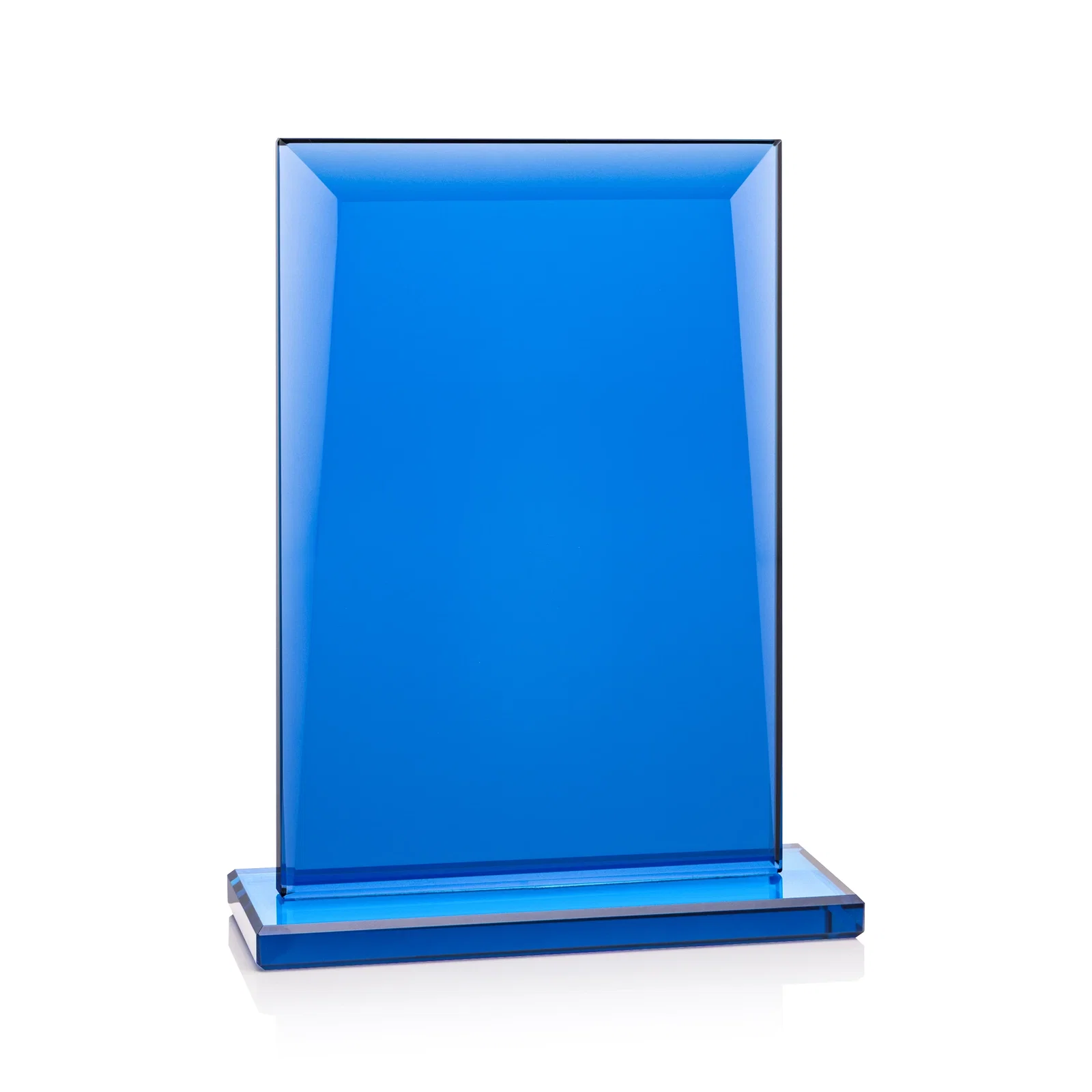 Custom Solid Blue Starfire Crystal Rectangle Award, awards for volunteer appreciation