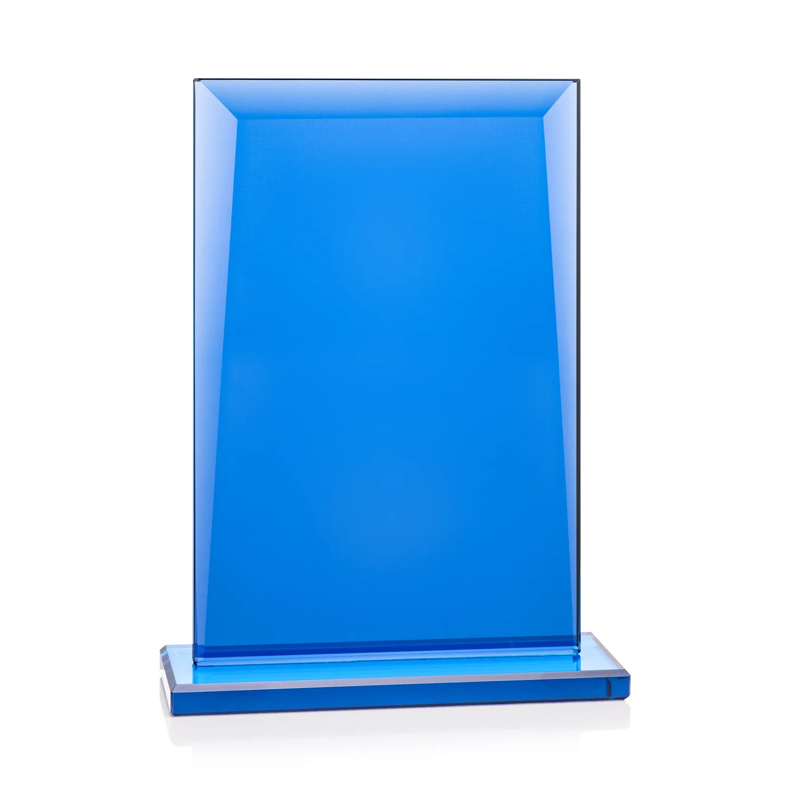 Custom Solid Blue Starfire Crystal Rectangle Award, awards for dealer and partner awards