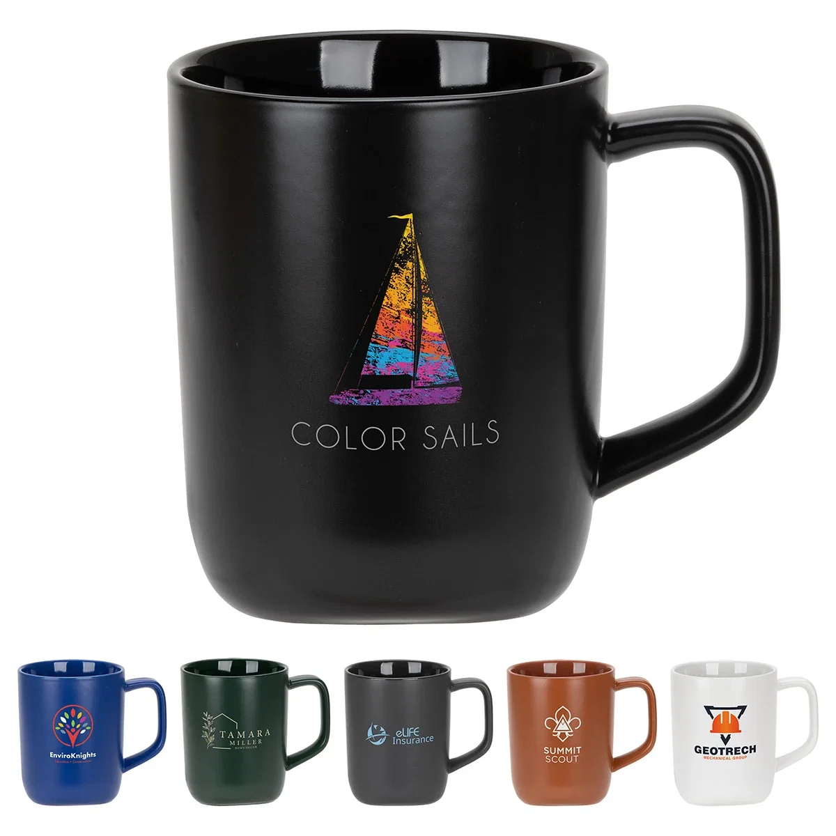 Marzano 18 oz recycled ceramic mug with custom logo, hero front view