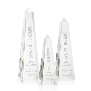 Optical Crystal Obelisk Award With Faceted Peak - Master