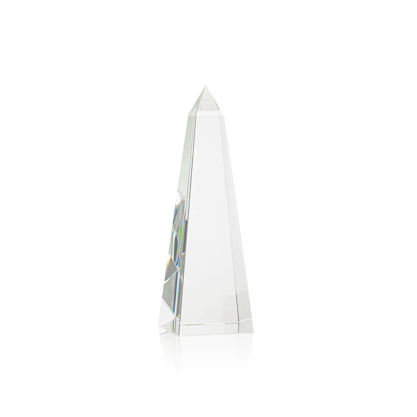 Custom Optical Crystal Obelisk Award With Faceted Peak - Master for volunteer appreciation