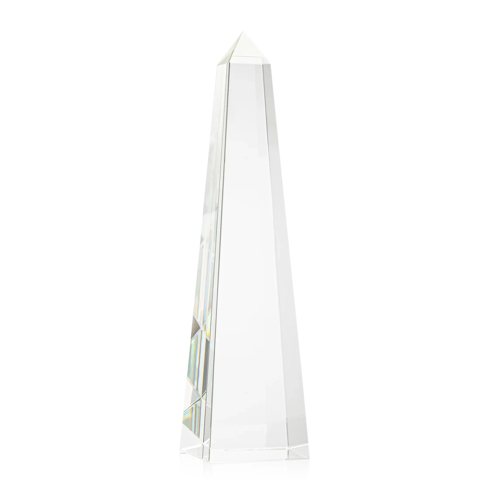 Custom Optical Crystal Obelisk Award With Faceted Peak - Master for company anniversary events