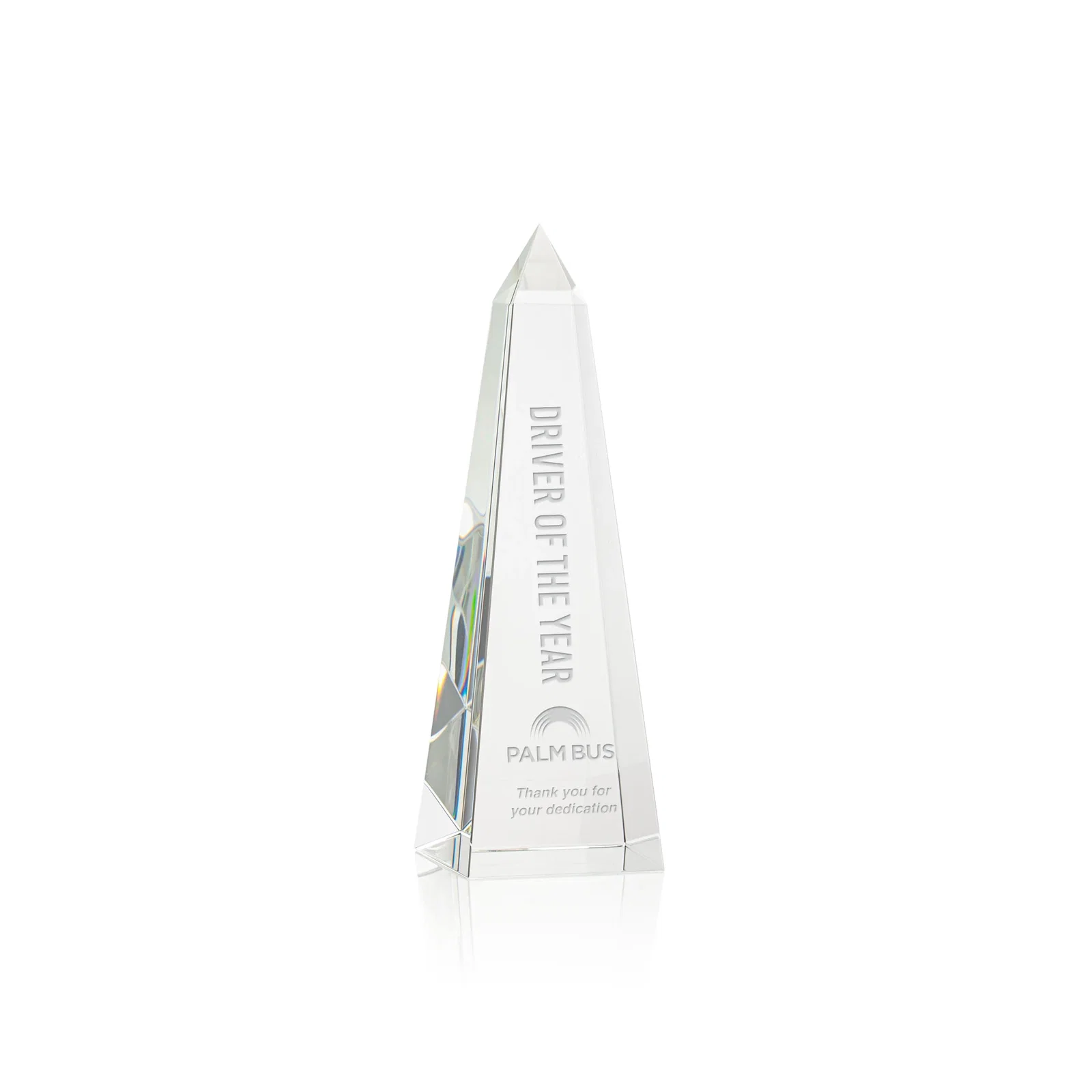 Custom Optical Crystal Obelisk Award With Faceted Peak - Master for corporate award ceremonies