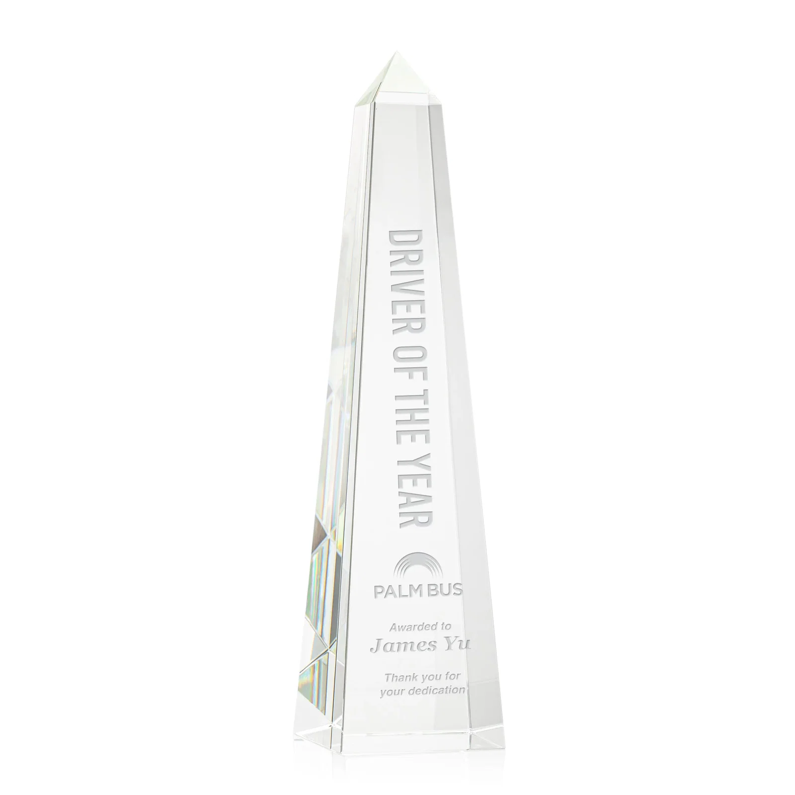 Custom Optical Crystal Obelisk Award With Faceted Peak - Master for sales achievement awards