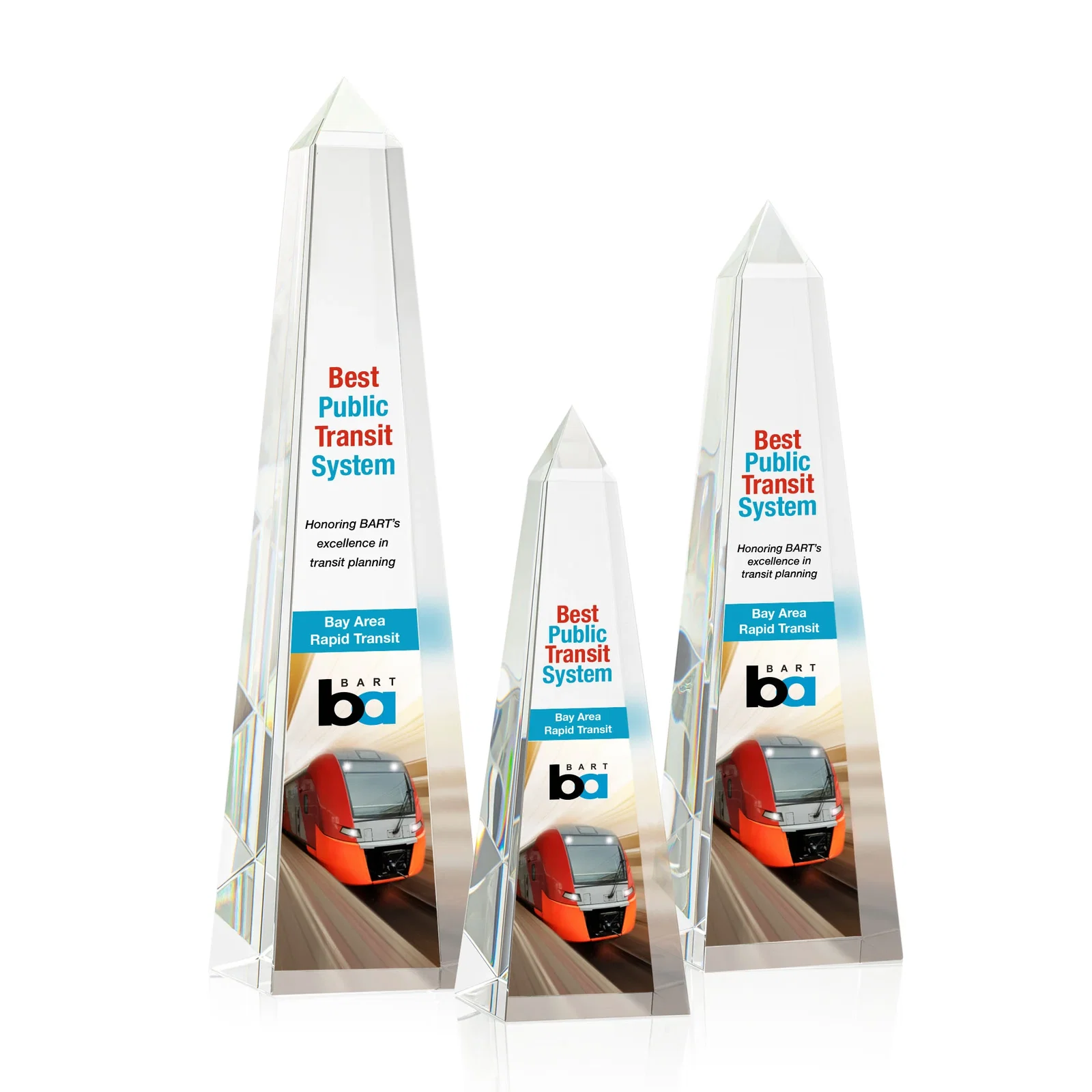 Custom Optical Crystal Obelisk Award With Faceted Peak - Master for team milestone celebrations