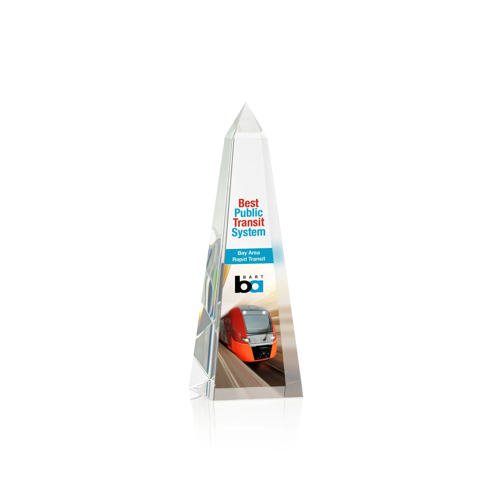 Custom Optical Crystal Obelisk Award With Faceted Peak - Master for donor appreciation