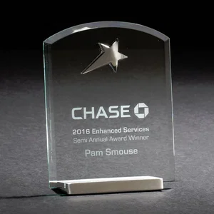 Mastery Optical Glass Award with Silver Star, 4.88" x 6" x 1.88", Etched Imprint