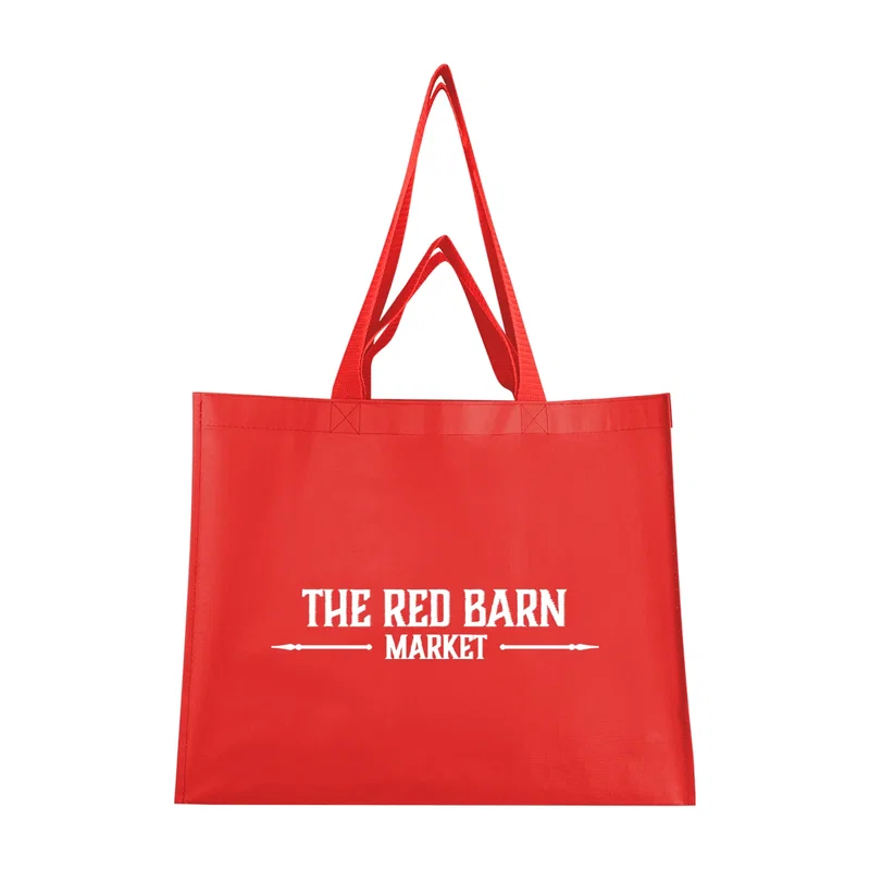 Overhead flat lay of the empty shopper tote