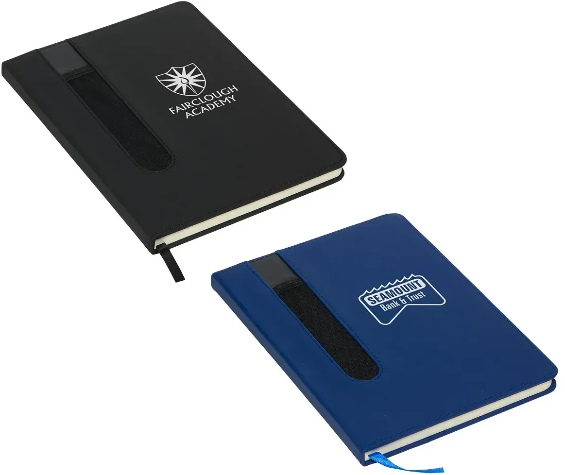 Matte soft-cover custom branded journal front view with logo imprint area
