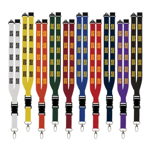 Maverick 1" Polyester Lanyard w/ Slide Buckle Release, Silver Metal Oval & Convenience Release