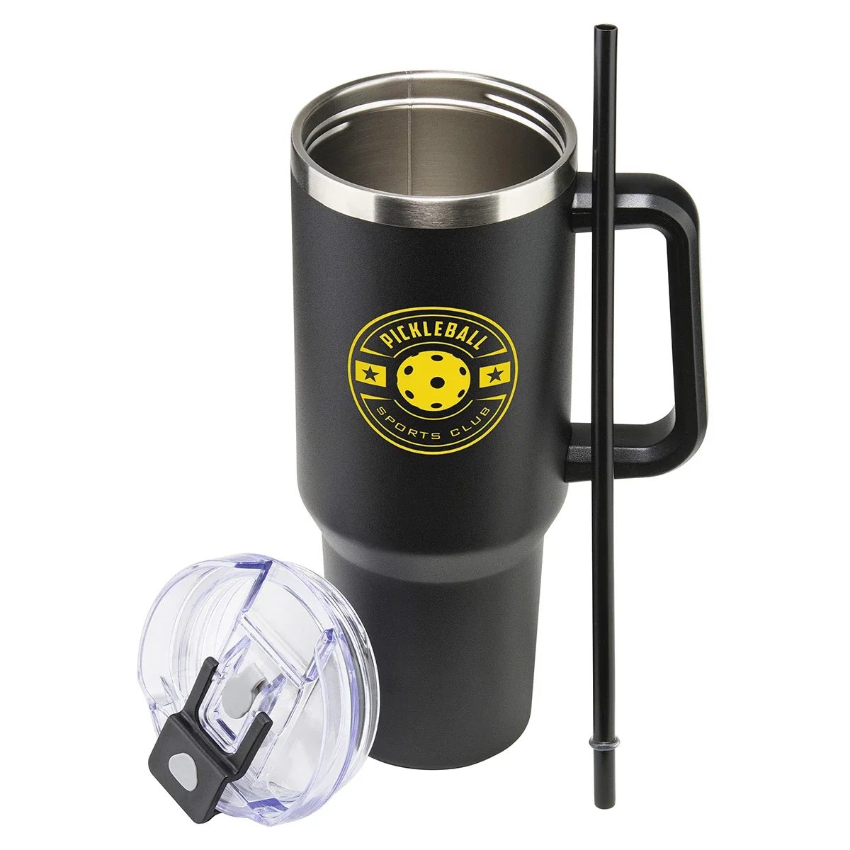 Maverick Mug shown in side profile, promotional vacuum insulated stainless steel mug view