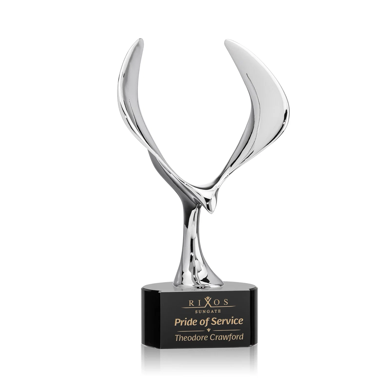 Custom Chrome Eagle Award on Optical Crystal Base for dealer and partner awards