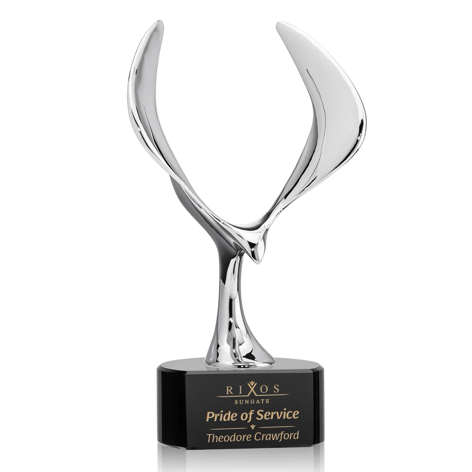 Custom Chrome Eagle Award on Optical Crystal Base for company anniversary events