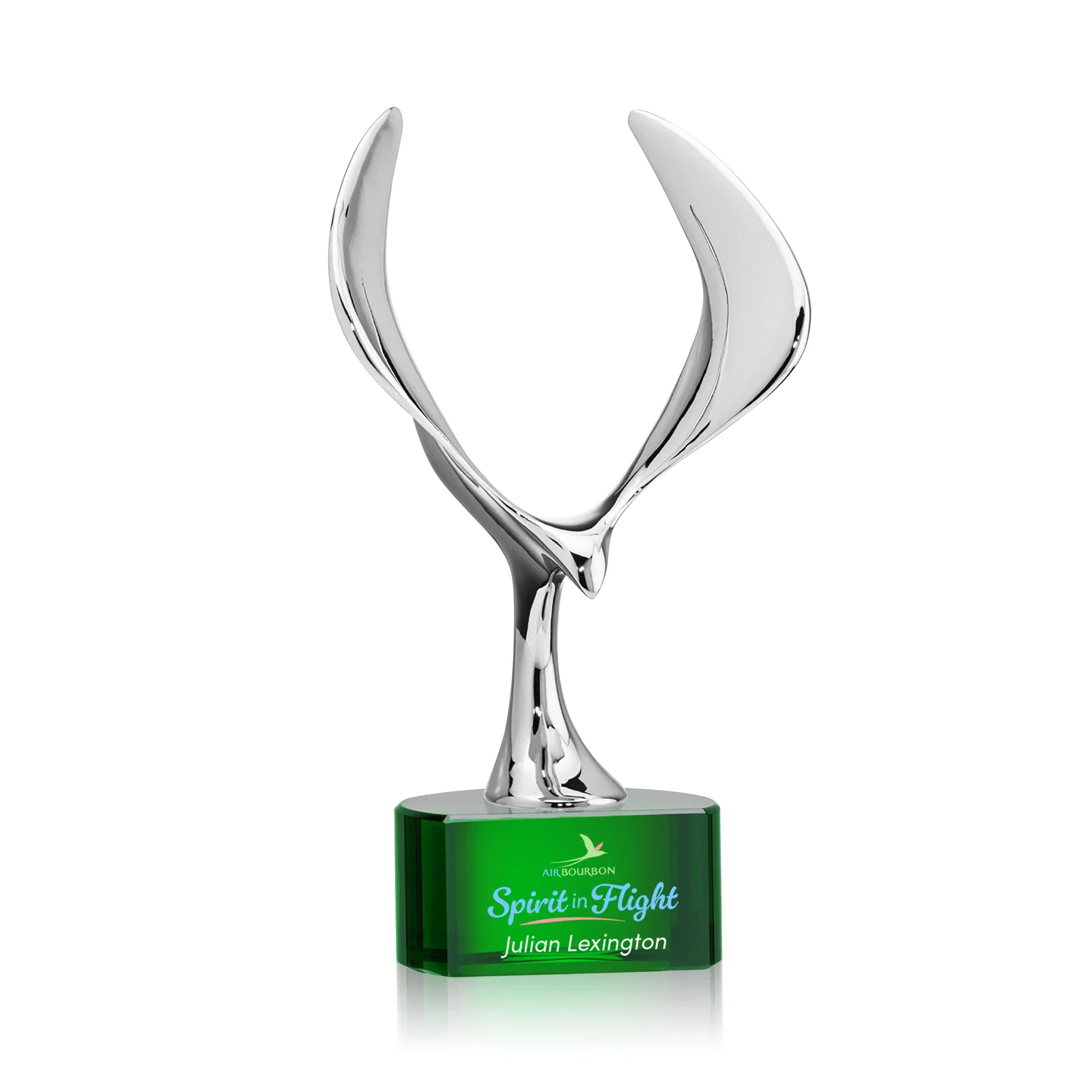 Personalized Chrome Eagle Award on Optical Crystal Base for retirement presentations