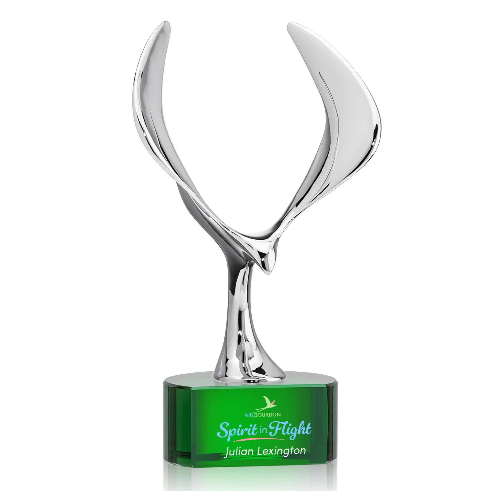 Personalized Chrome Eagle Award on Optical Crystal Base for team milestone celebrations