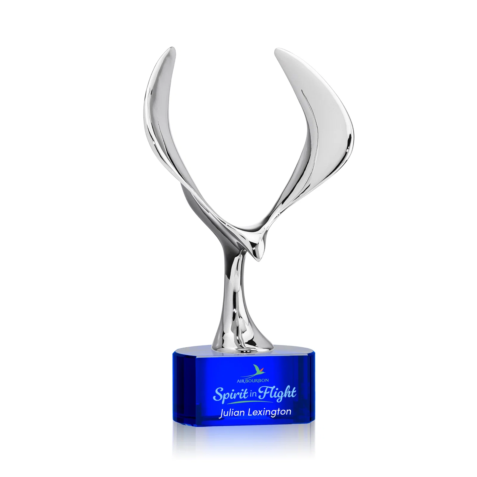 Personalized Chrome Eagle Award on Optical Crystal Base for dealer and partner awards