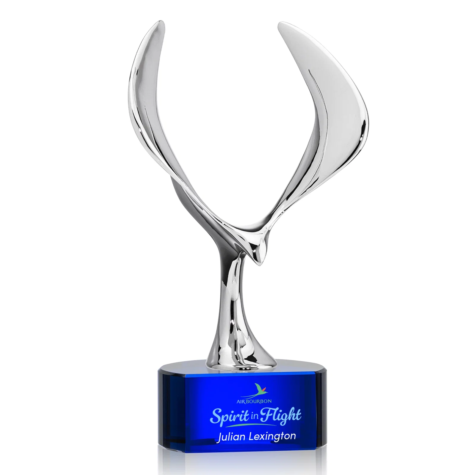 Personalized Chrome Eagle Award on Optical Crystal Base for company anniversary events