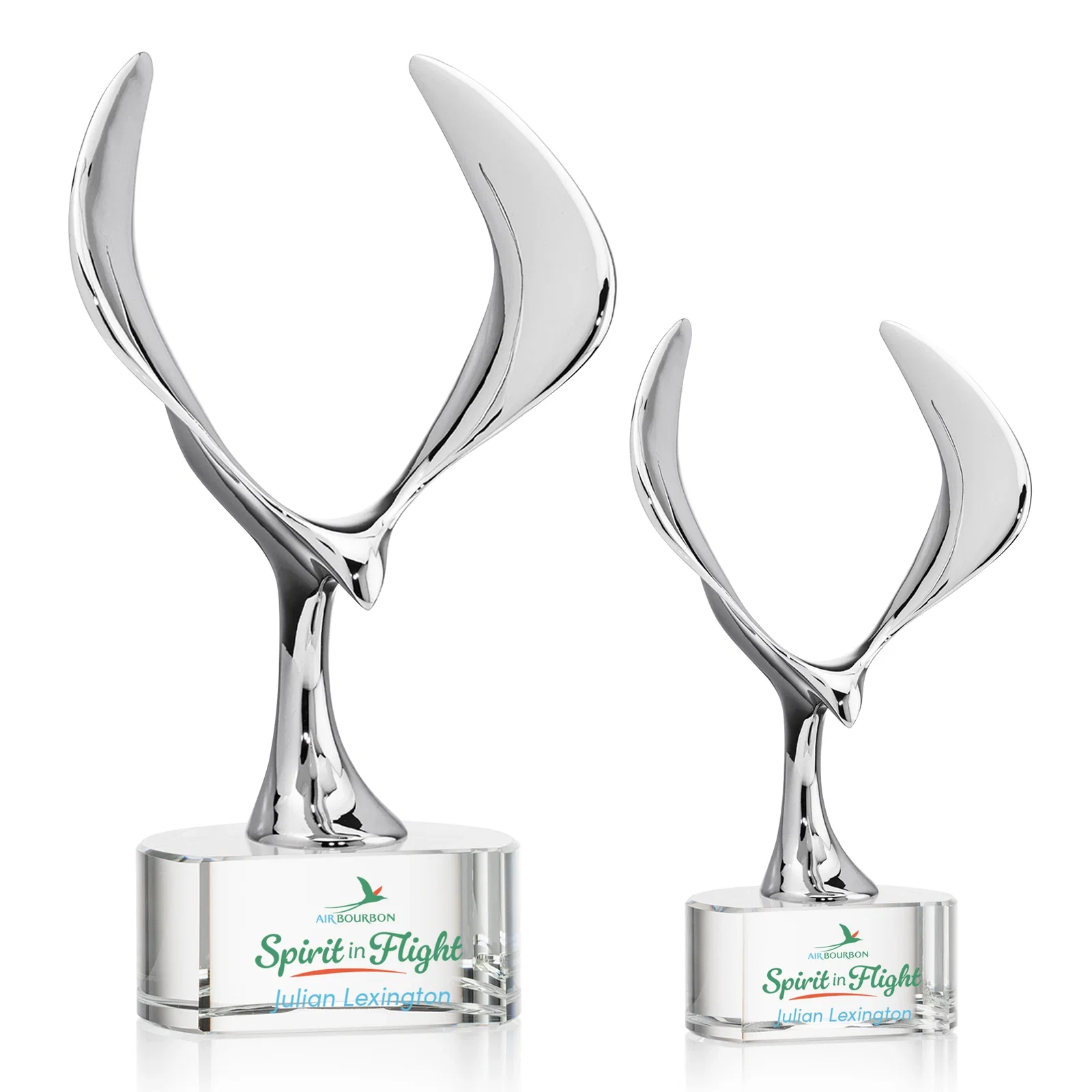 Custom Chrome Eagle Award on Optical Crystal Base for sales achievement awards