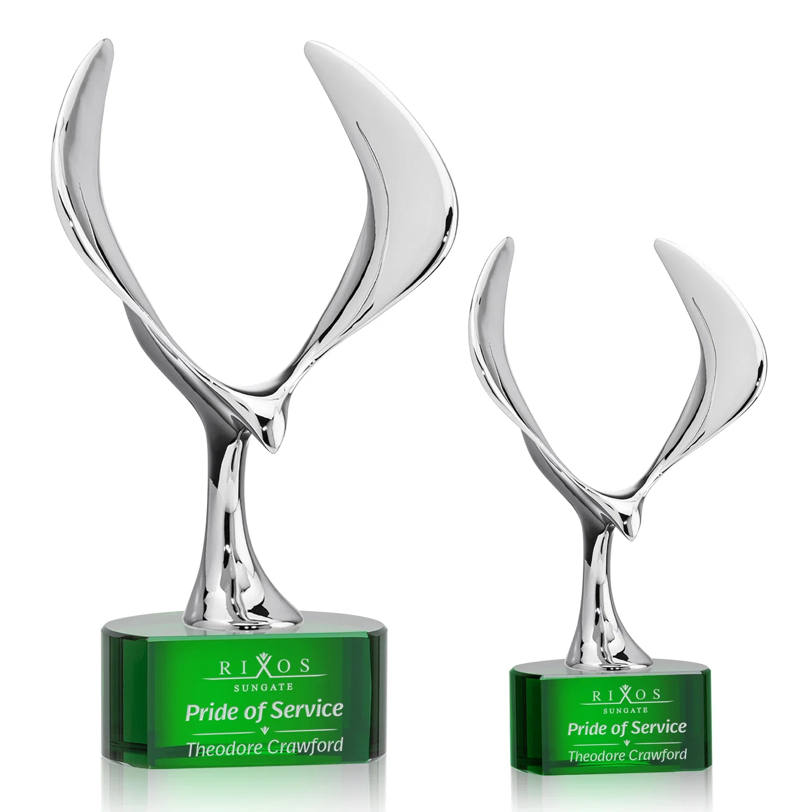 Custom Chrome Eagle Award on Optical Crystal Base for donor appreciation