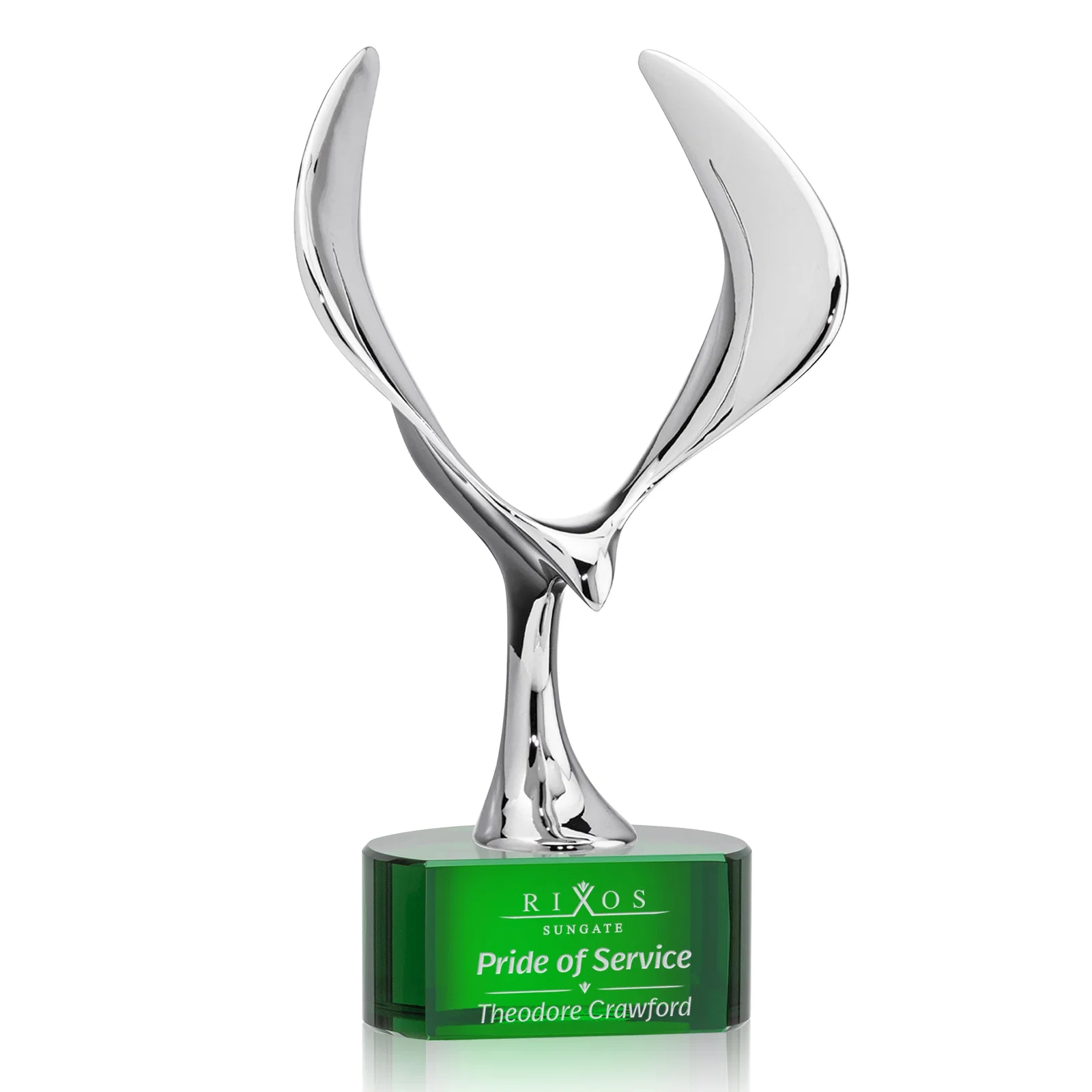 Custom Chrome Eagle Award on Optical Crystal Base for safety achievement programs