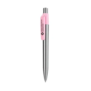 Maxema Mood Chrome Palette Pen with Black Ink, 5.6" Retractable Metal, Pad-Printed