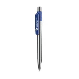 Maxema Mood Chrome Metal Pen with Black Ink, 5.25" Retractable, Pad-Printed